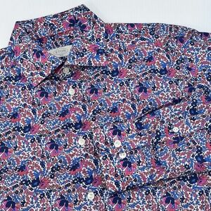 Eton Slim Fit Button Up Mens 15 3/4 Floral Print 100%‎ Cotton